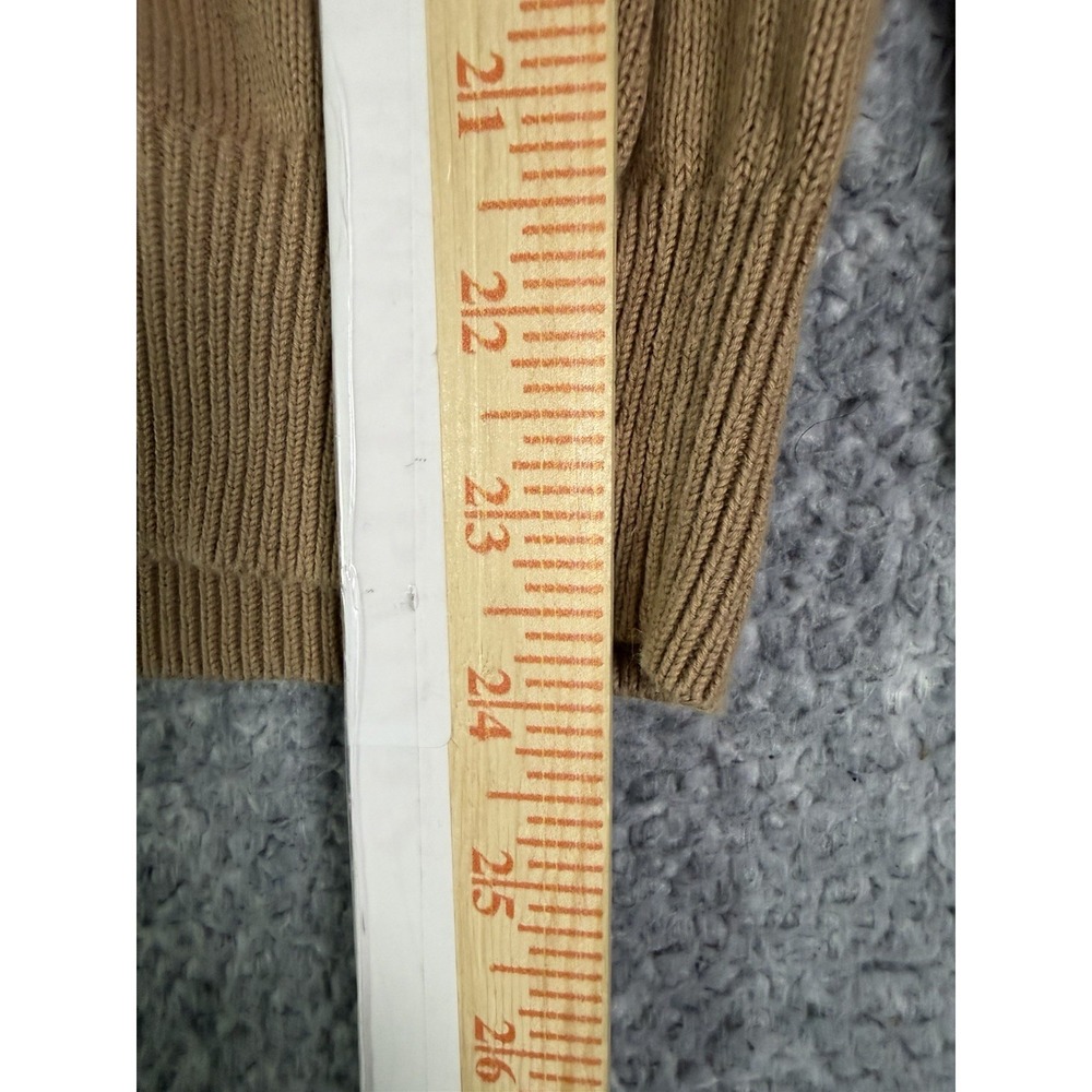 Vintage Gap Sweater Mens Medium Tan Quarter Zip Elbow Patches Cotton Preppy - Picture 6 of 6